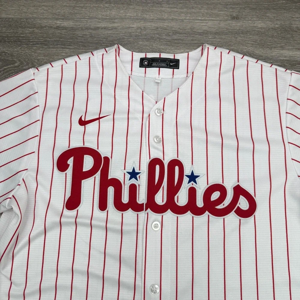 Nike Philadelphia Phillies Trea Turner 7 Jersey Men Large Pinstripe MLB Baseball